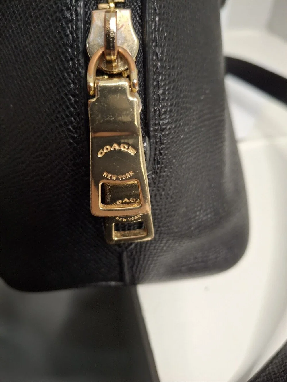 Coach Katy Satchel Black Leather Top Handle Crossbody EUC